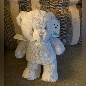 Blue stuffed baby gund teddy bear